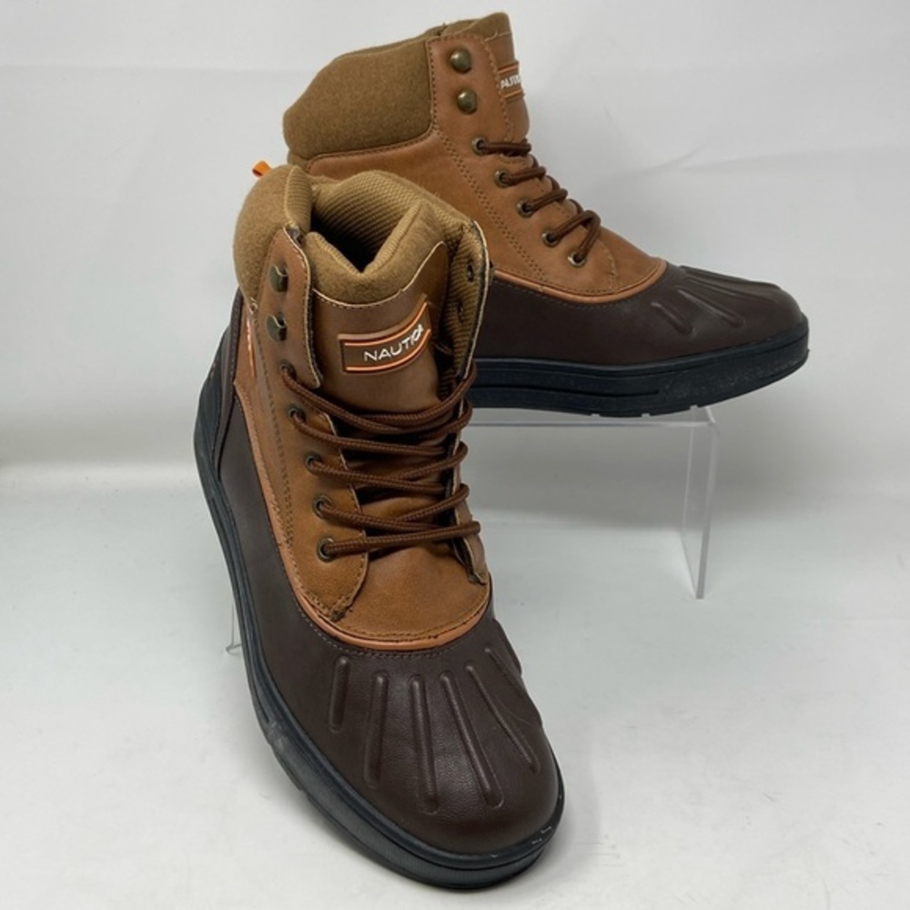 NWT Nautica Duck Brown Padden Waterproof Insulated Lace Up Vegan Boots Size 10